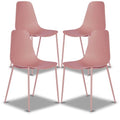 Pistachio Green Plastic Dining Chairs Set of 4 with Metal Legs A8921