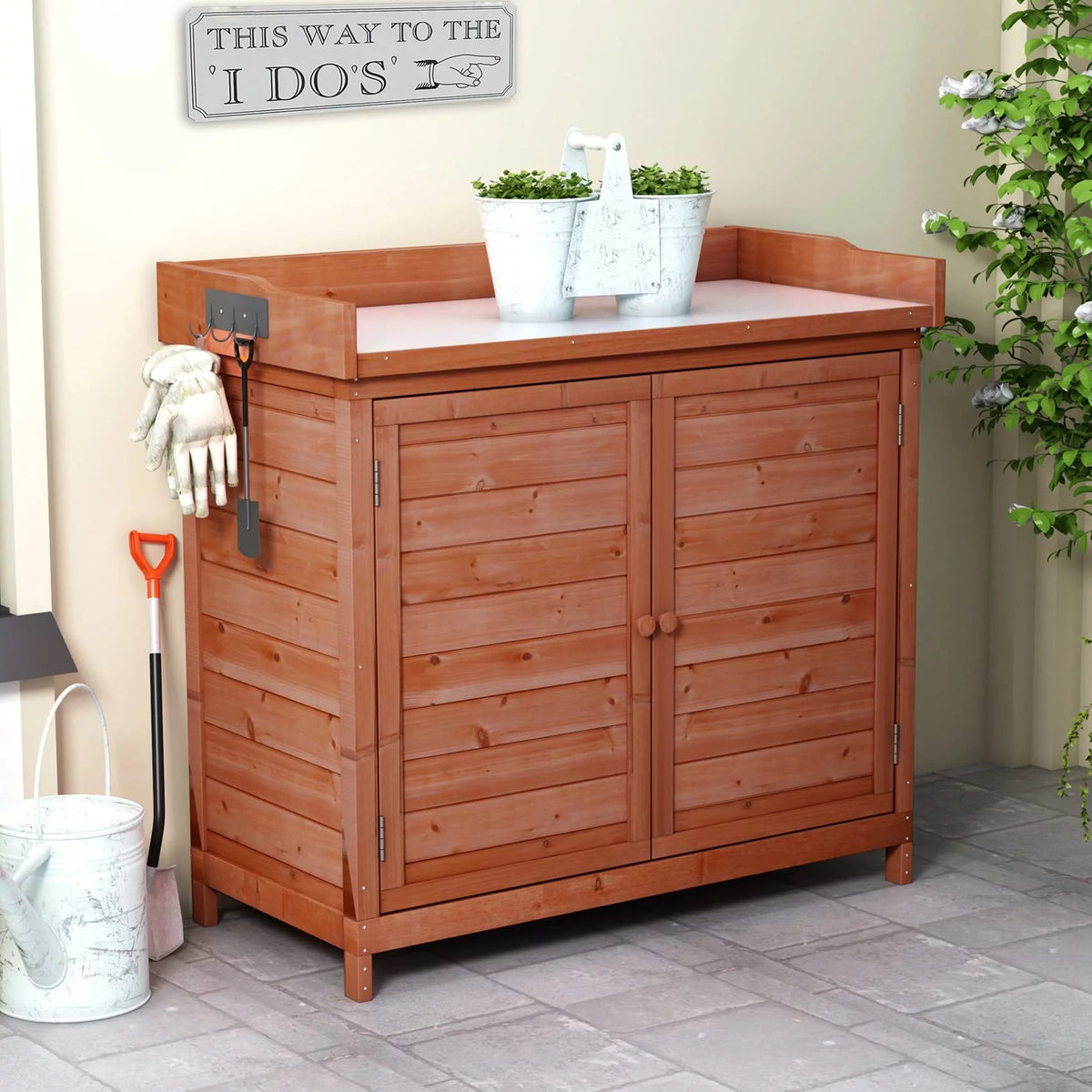 Waterproof Wooden Outdoor Storage Shed with Floor and Shelves L551