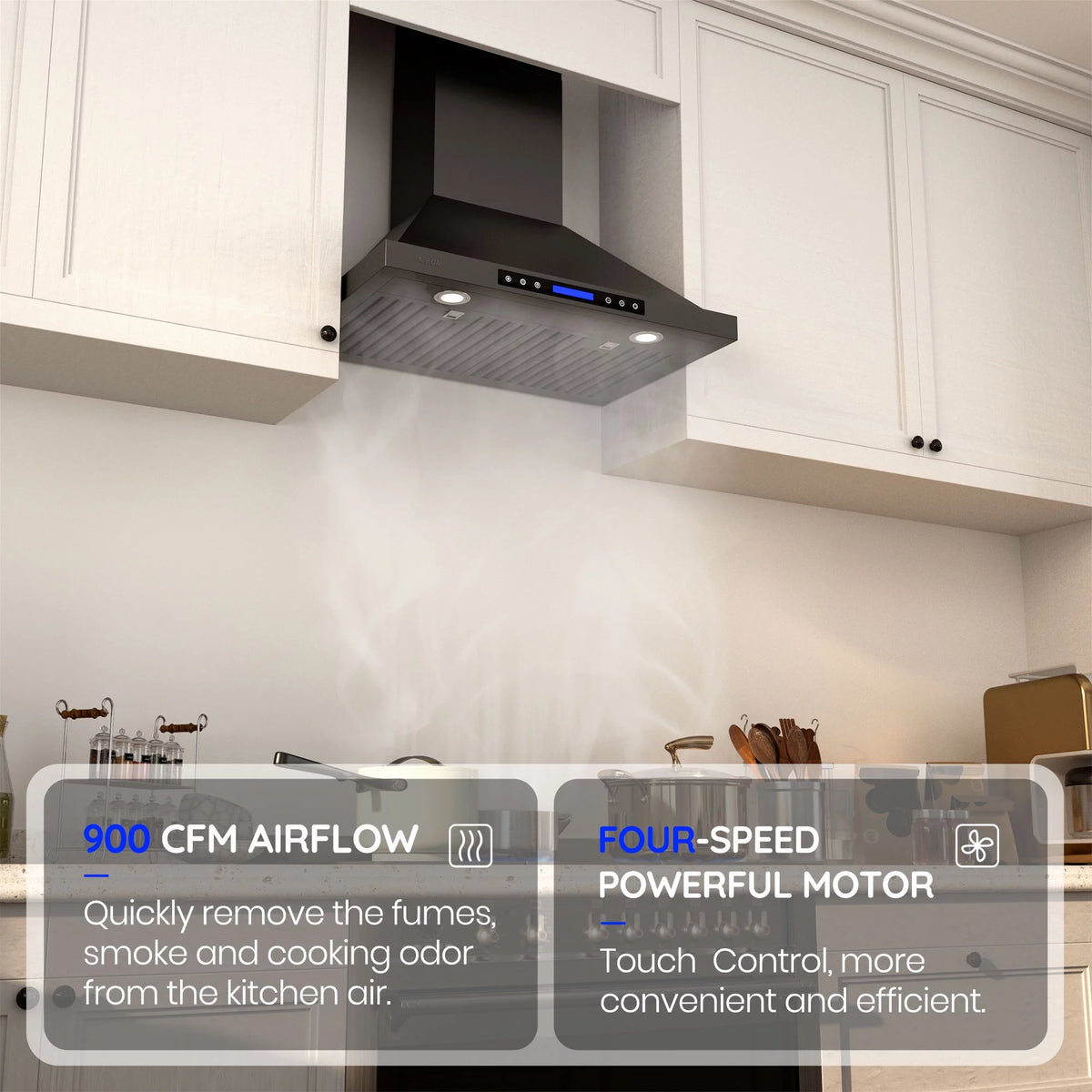 30 inch 900 CFM Convertible Black Stainless Steel Wall Mount Range Hood T441831