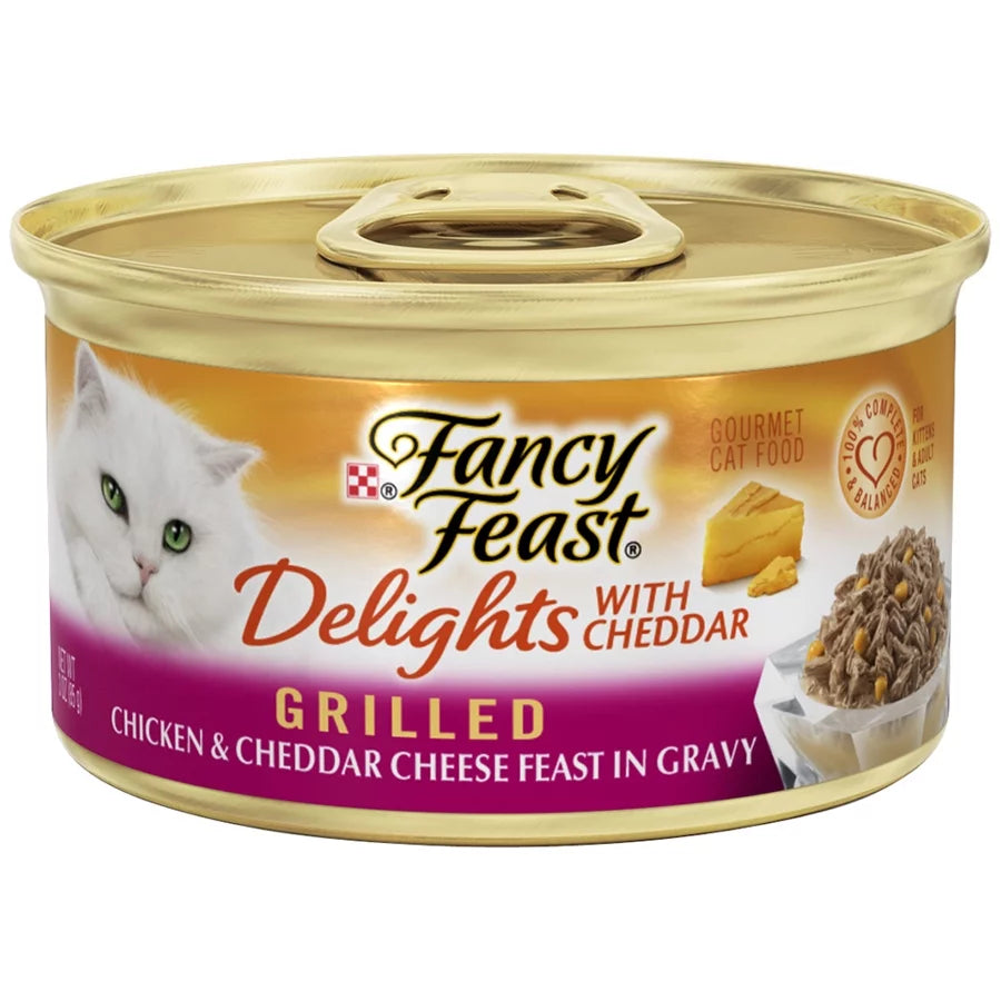 Wet Cat Food Variety Pack with Grilled Chicken, Turkey, Whitefish and Cheddar Cheese in Gravy S472784