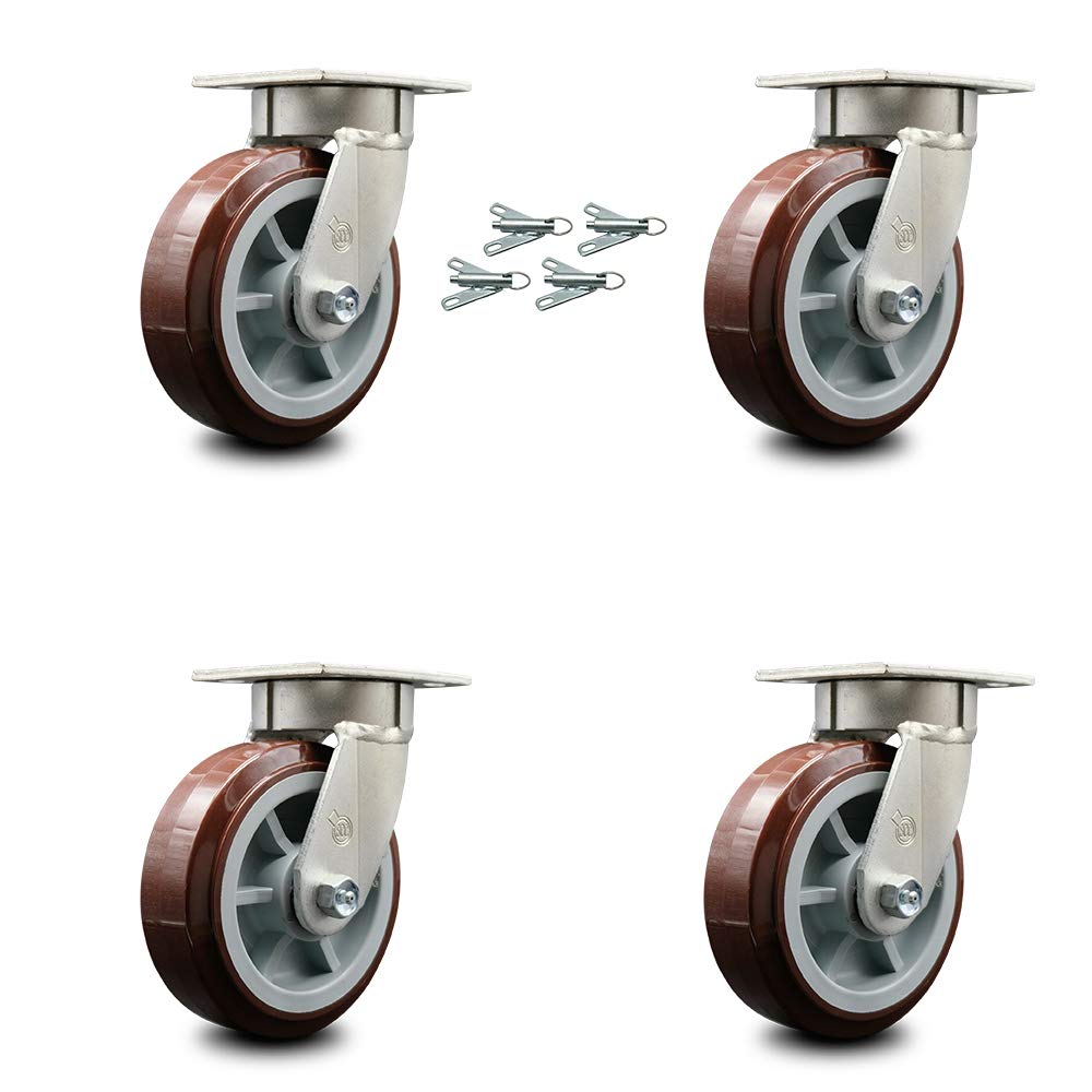 Swivel Top Plate Caster with 4 x 2 Maroon Wheel & Side Lock Brake Y317618
