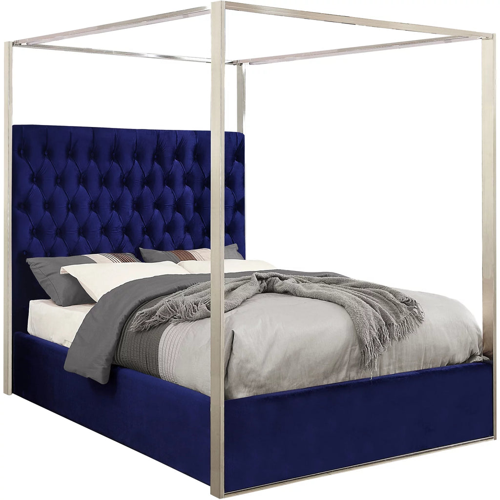 Navy Velvet King Bed P804754
