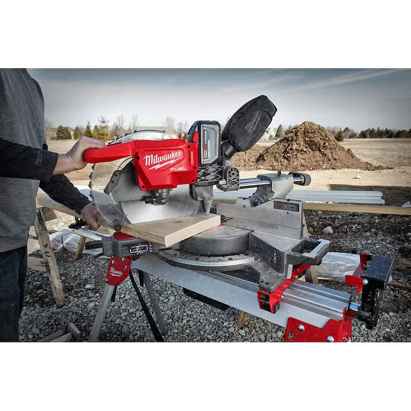 18V Lithium-Ion Brushless Cordless 12 in. Dual Bevel Sliding Compound Miter Saw Kit with Stand and Battery F966645