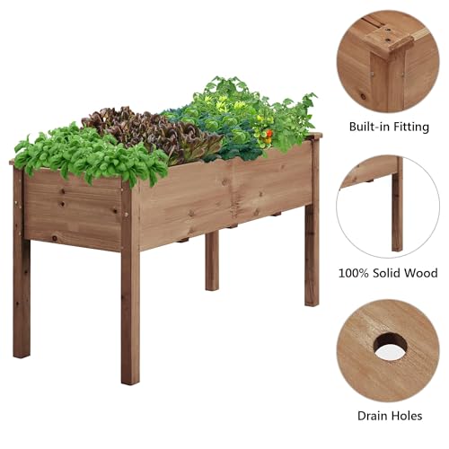 Raised Garden Bed 48x24x30in Wooden Planter Box with Legs O7940