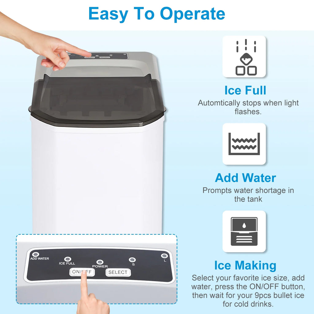 Portable Countertop Ice Maker with Ice Scoop and Basket V367687