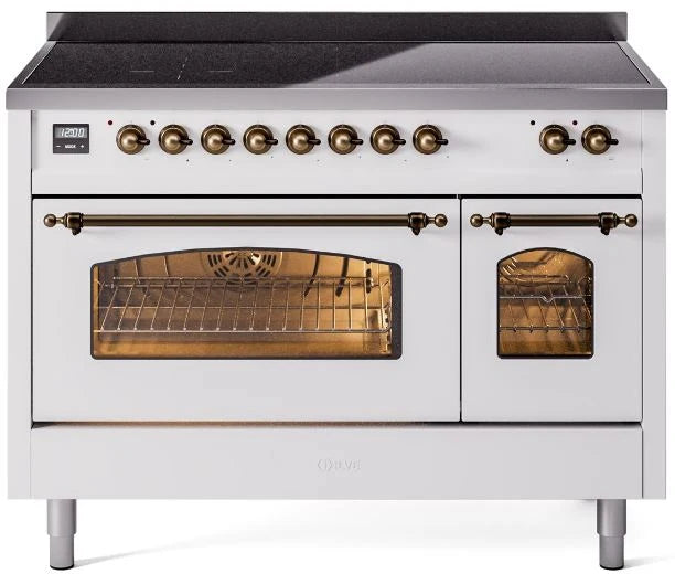48 Induction Range with Electric Oven in White with Bronze Trim N50514