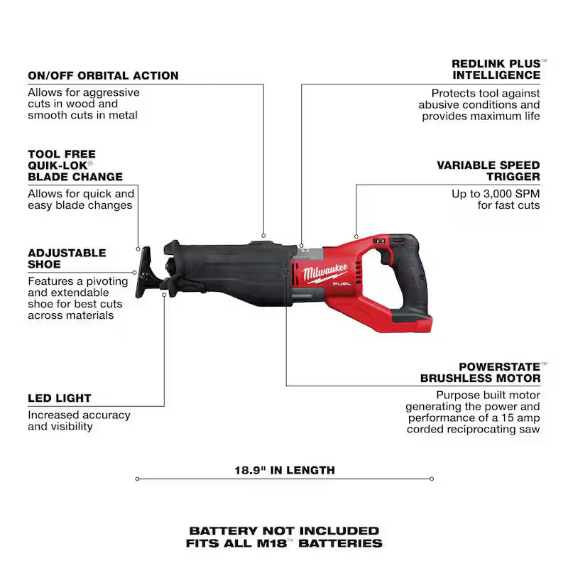 18V Brushless Cordless Reciprocating Saw with Battery & Blade Set D613626
