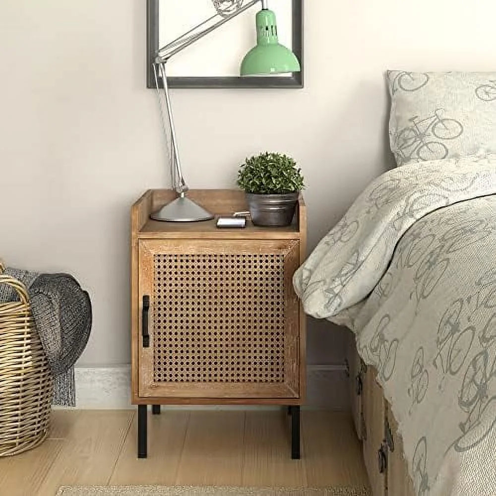 Woven Fronts Nightstand with 2 Drawers A45042