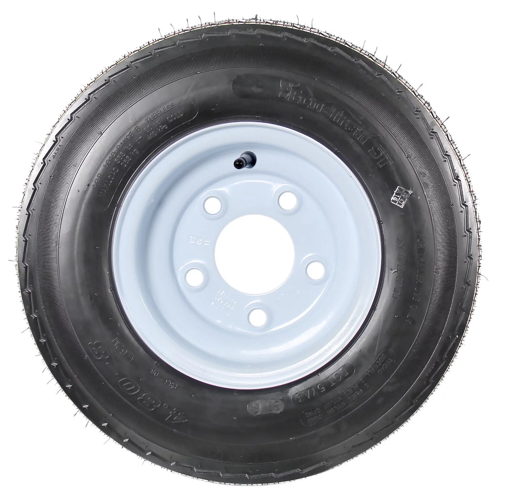 4.80-8 Trailer Tire On Rim White 5 Lug Wheel E367