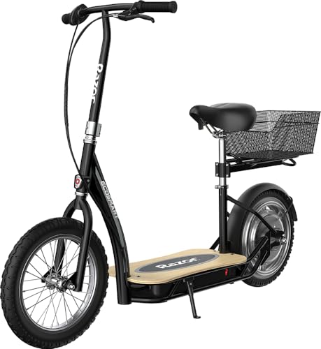 Electric Scooter with Padded Seat, Bamboo Deck, 16" Air-Filled Tires, 500w Motor, Rear-Wheel Drive C700