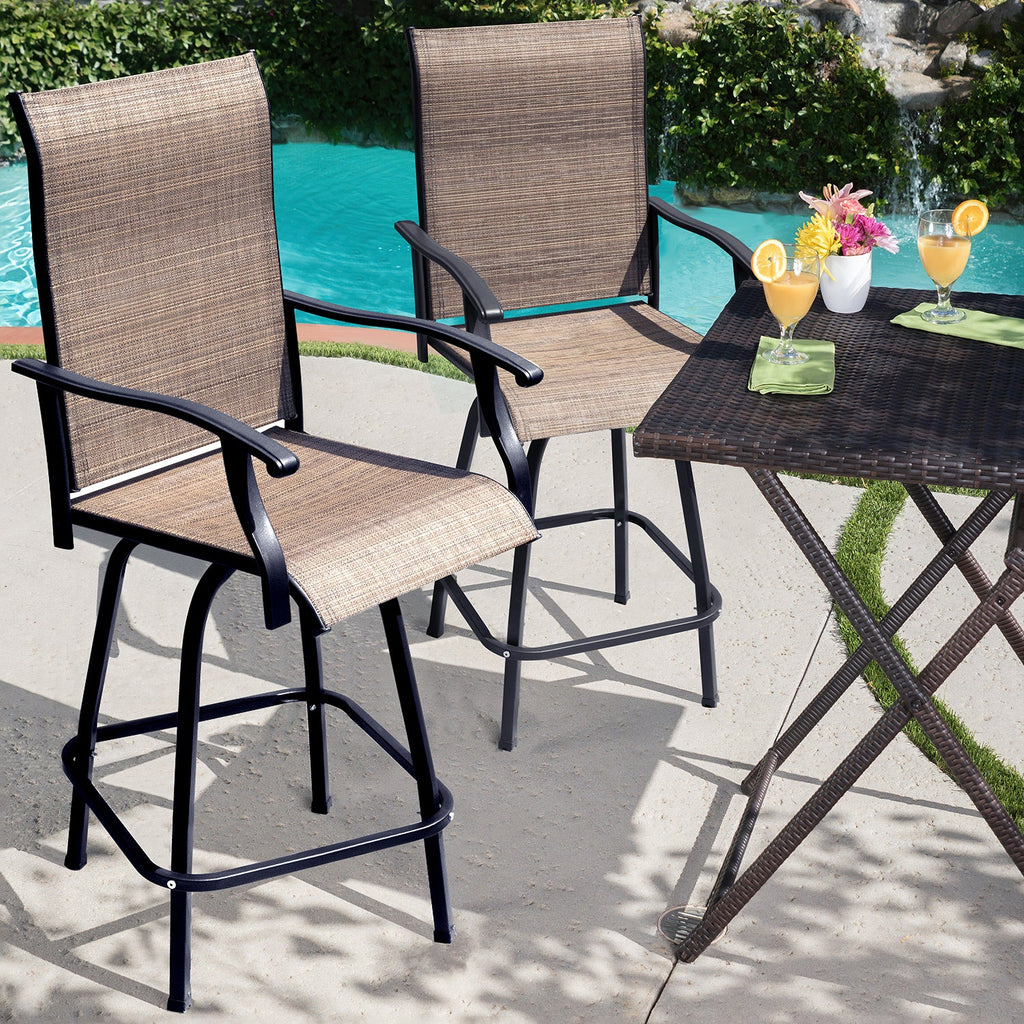 Tan Metal Bistro Chair and Table Set of Three Y349