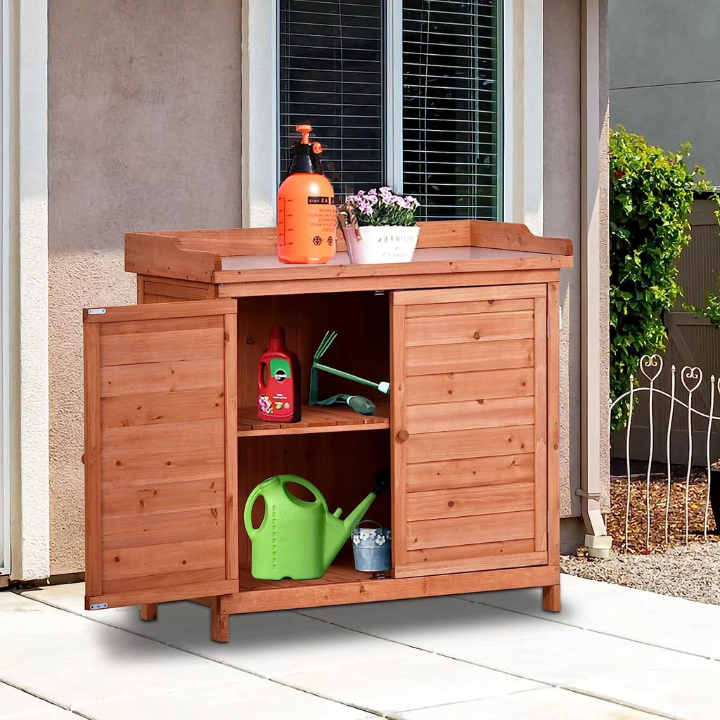 Waterproof Wooden Outdoor Storage Shed with Floor and Shelves L551
