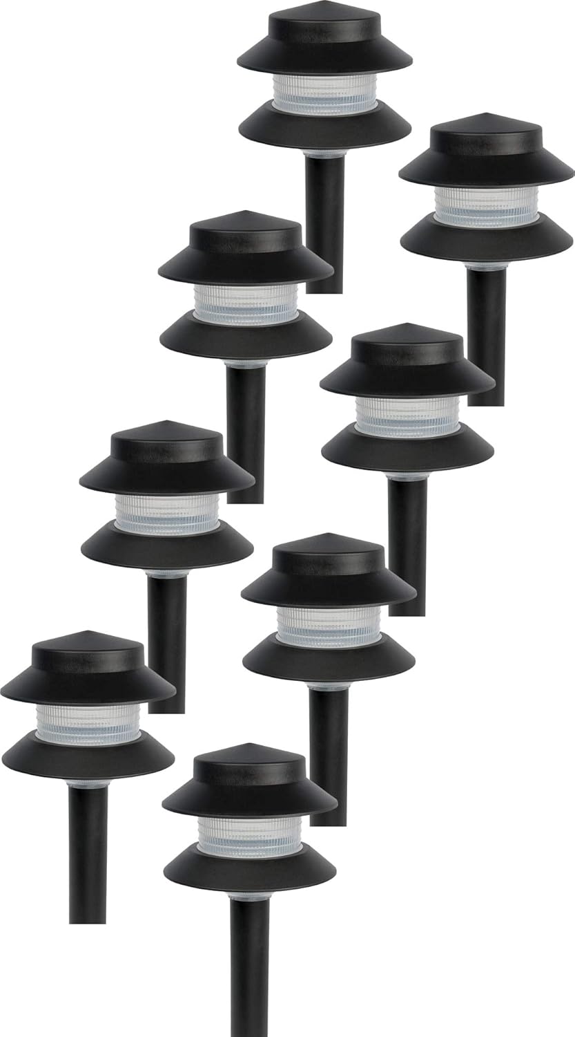 Black Plastic 2-Tier Post Light, Low Voltage 4W Incandescent, 20 Lumens L920540