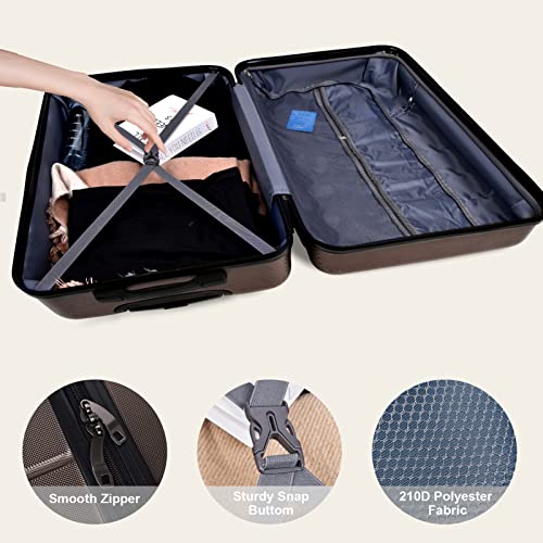 3 Piece Hardshell Expandable ABS Luggage Set with Spinner Wheels and TSA Lock 20in/24in/28in Cement Grey S213209