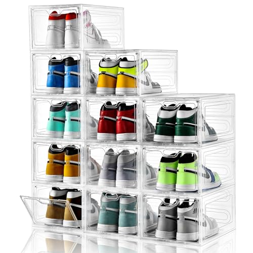 6 Pack Clear Plastic Stackable Shoe Storage Box with Magnetic Door G603789
