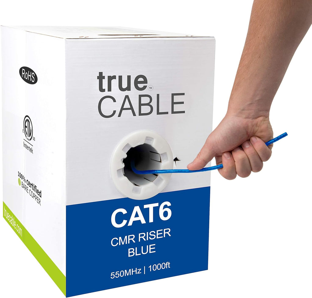 Cat6 Riser 1000ft Green 23AWG Bare Copper UTP Bulk Ethernet Cable B9251