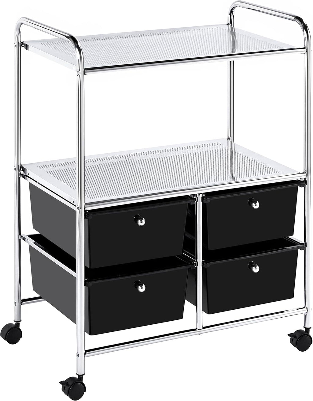 Rolling Storage Cart with 4 Drawers 2 Shelves Black L28706