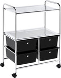 Rolling Storage Cart with 4 Drawers 2 Shelves Black L28706