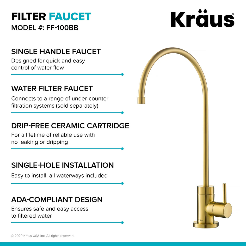 Pull-Down Kitchen Faucet and Water Filter Faucet Combo in Brushed Brass T840
