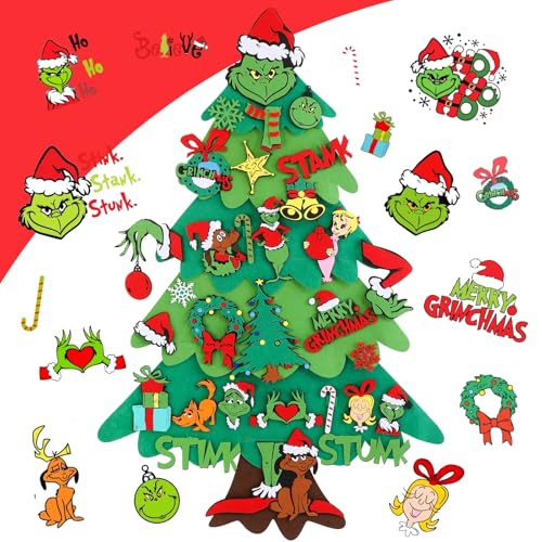 3.6FT DIY Felt Christmas Tree Set with 30PCS Ornaments X16896