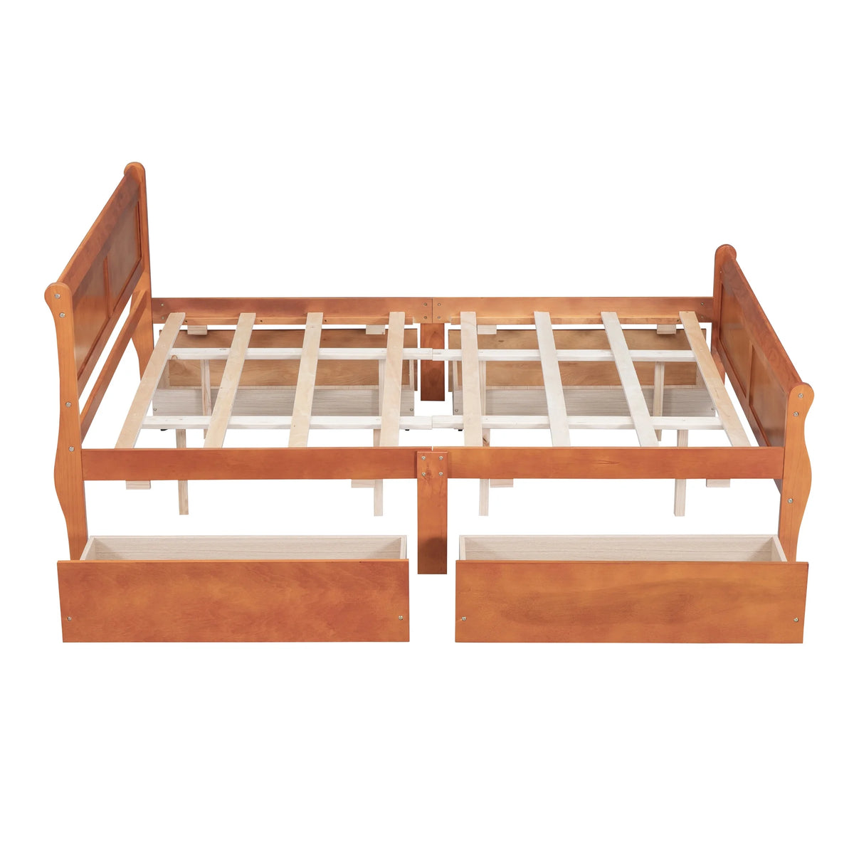Queen Size Wood Platform Bed Frame with 4 Storage Drawers W961057
