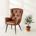 Brown Faux Leather Accent Chair with Metal Legs L59342