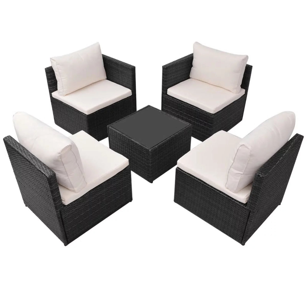 Black Poly Rattan 5 Piece Patio Set Z67986