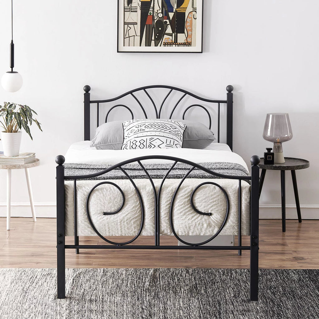 Twin Metal Platform Bed with Headboard and Footboard F5495