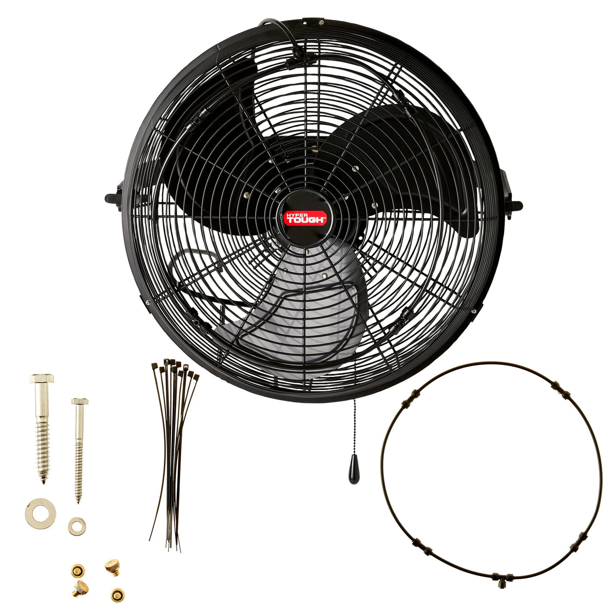 18 inch Black Outdoor Wall Mounted Fan with Misting Kit K96288
