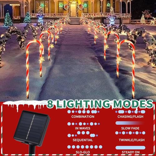 2PK 12 PCS 15FT Solar Candy Cane Lights J4079