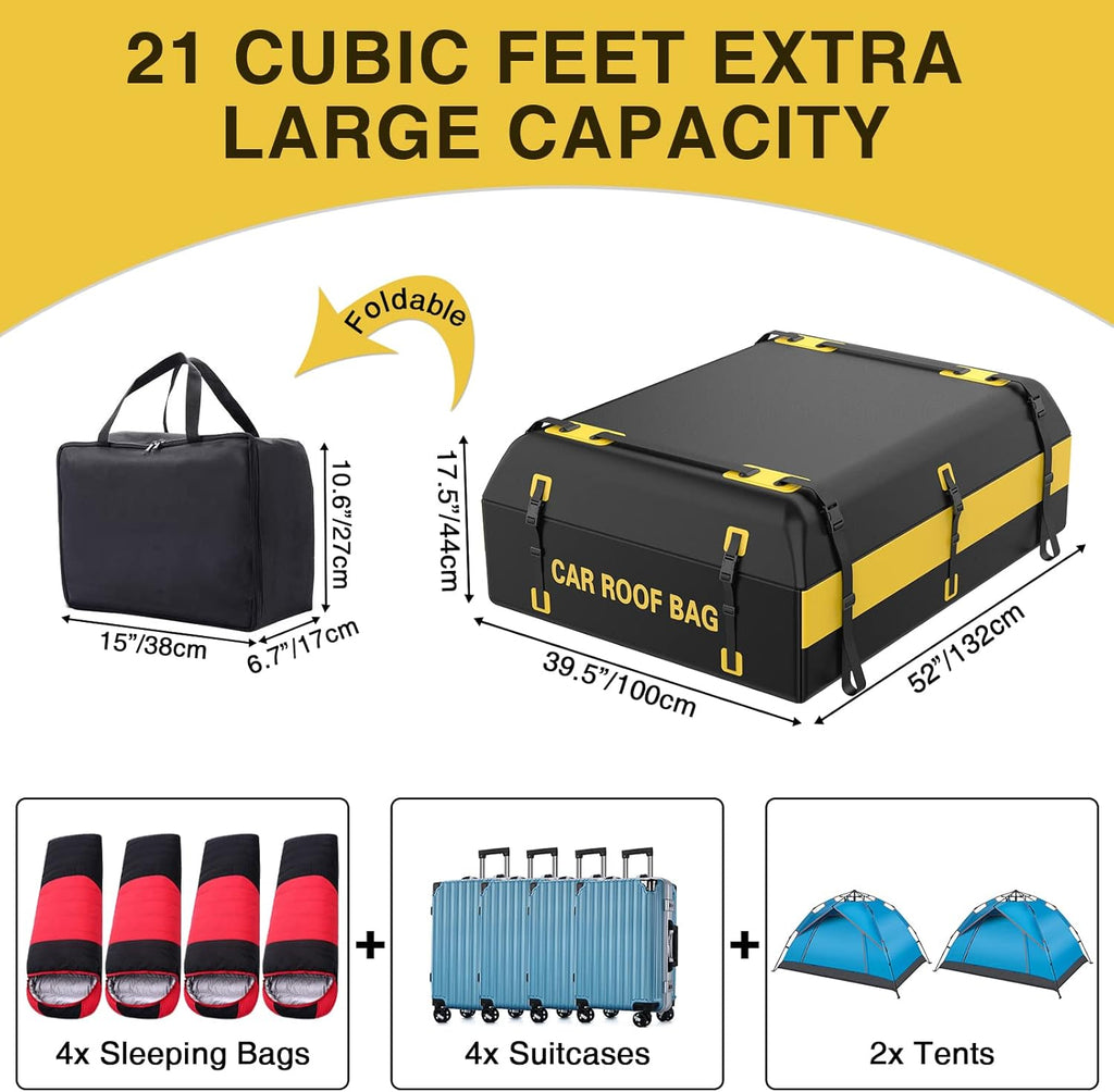 15 Cubic Feet Waterproof Rooftop Cargo Carrier with Anti-Slip Mat B9547