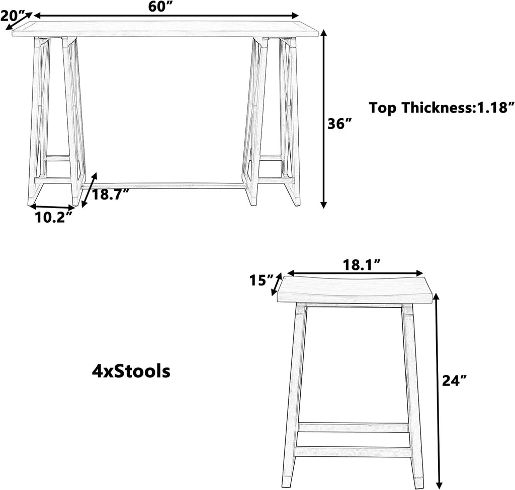 3 Piece Counter Height Table with Storage Cabinet Shelves and 2 Chairs Q18721