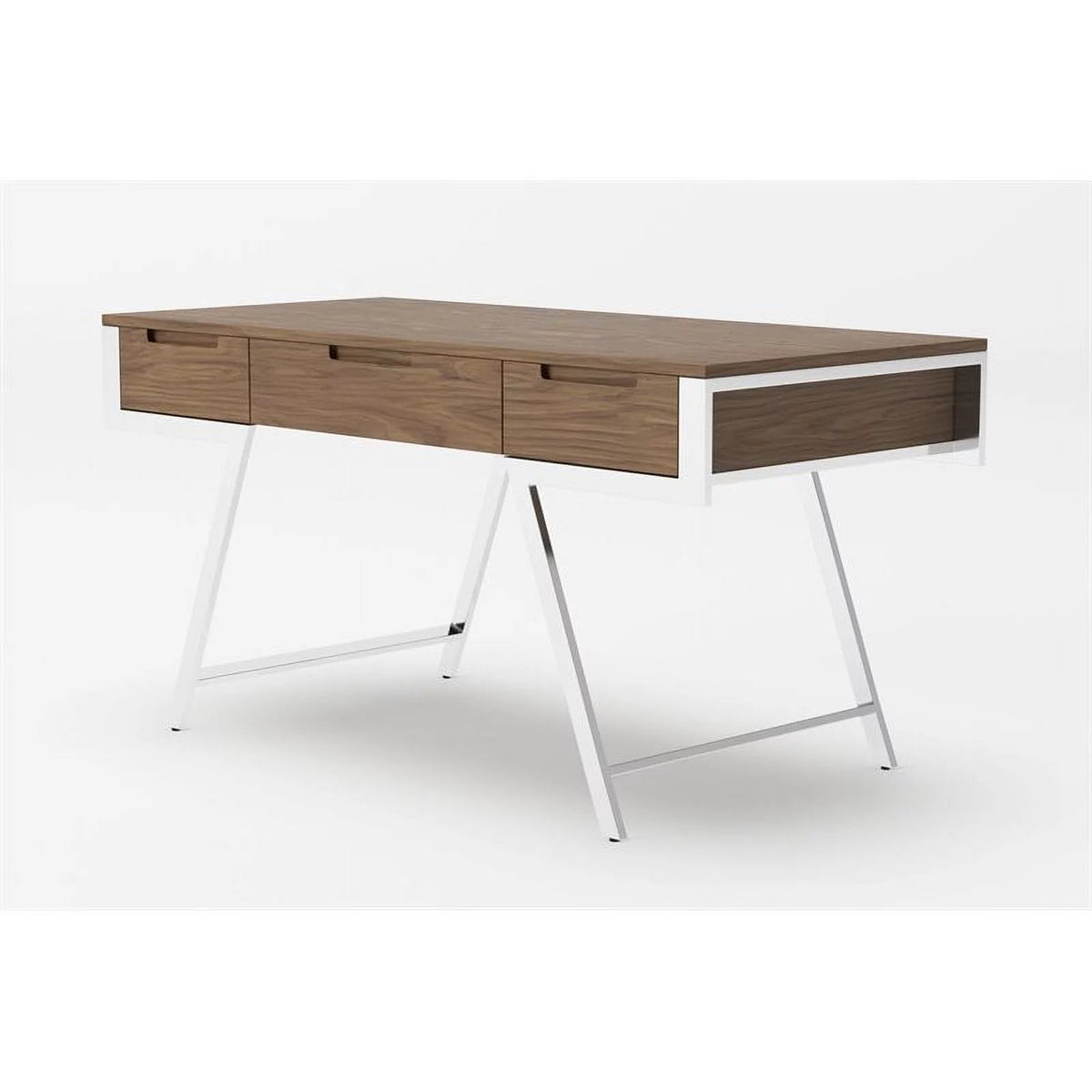 3 Drawer Walnut Chrome Desk J17946