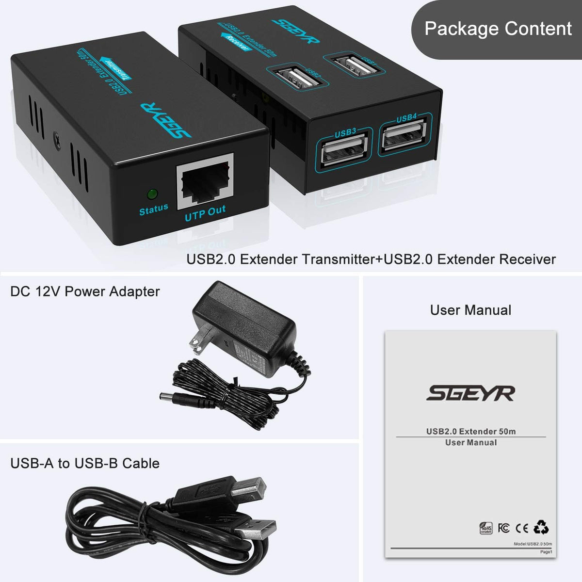 USB 2.0 Ethernet Extender Over Cat5e/6 V394901