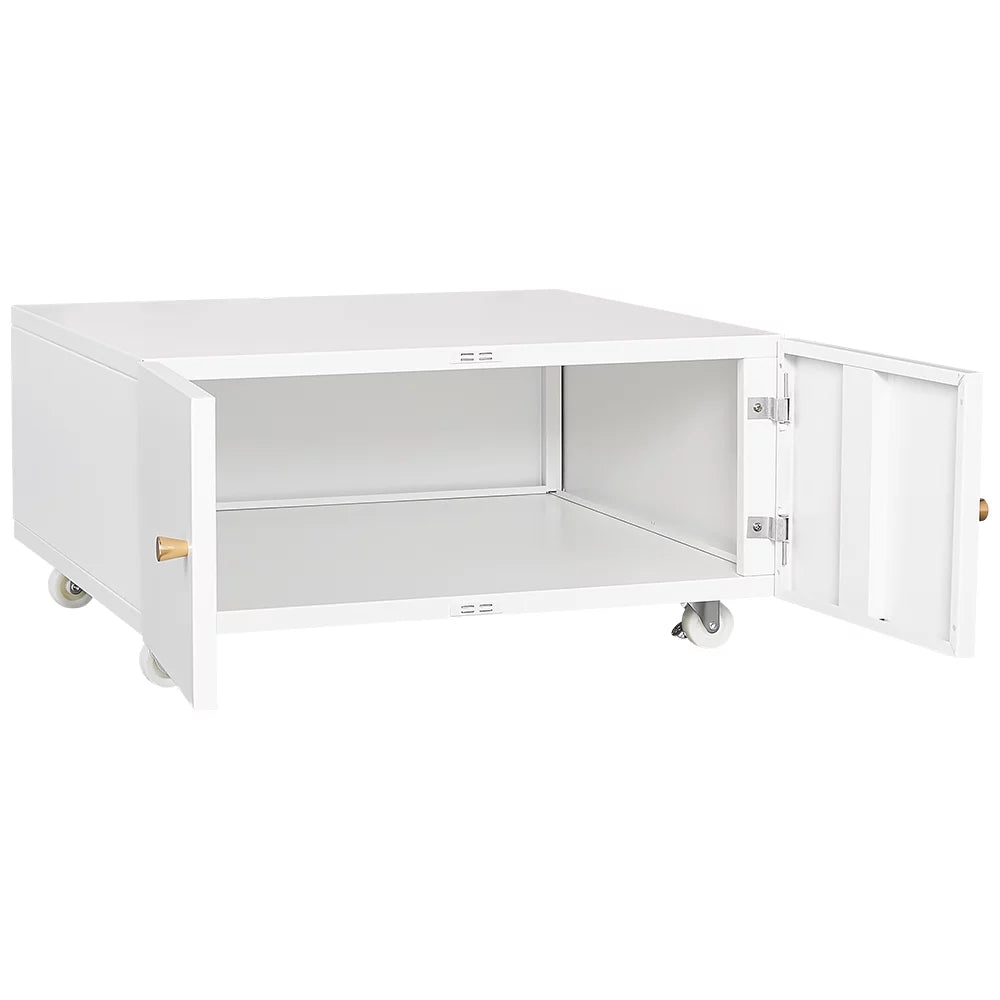 White Printer Stand with Storage Cabinet and Wheels I310