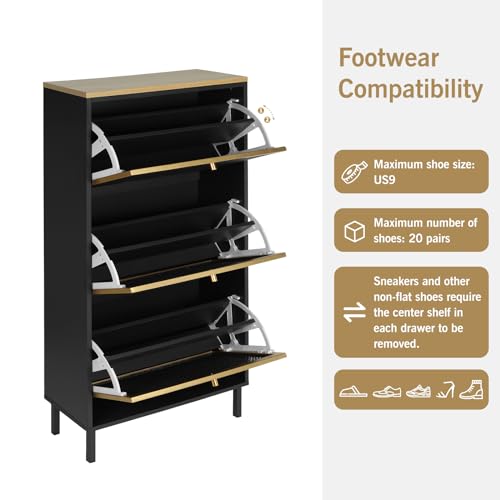 Natural Rattan Shoe Cabinet with 3 Flip Drawers G779417