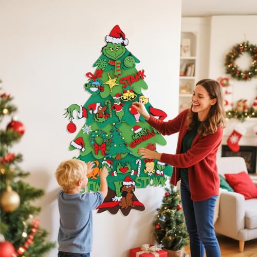 3.6FT DIY Felt Christmas Tree Set with 30PCS Ornaments X16896