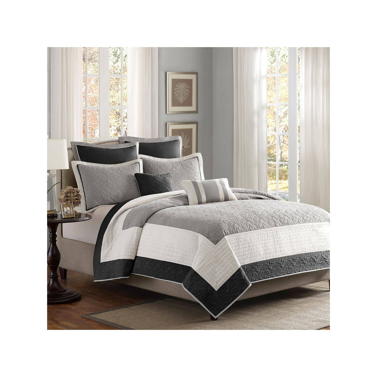 Black 7 Piece Coverlet Set King Cal King G26647