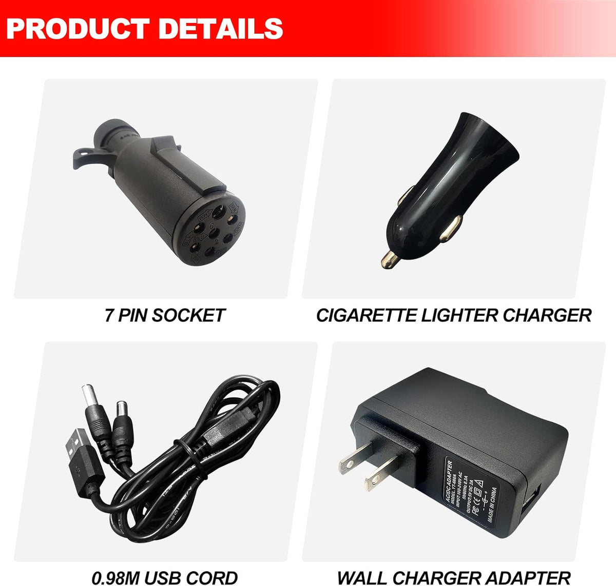 Wireless Magnetic Rechargeable Waterproof LED Trailer Lights A86655