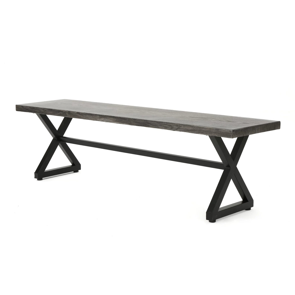 Aluminum Dining Bench with Steel Frame J342