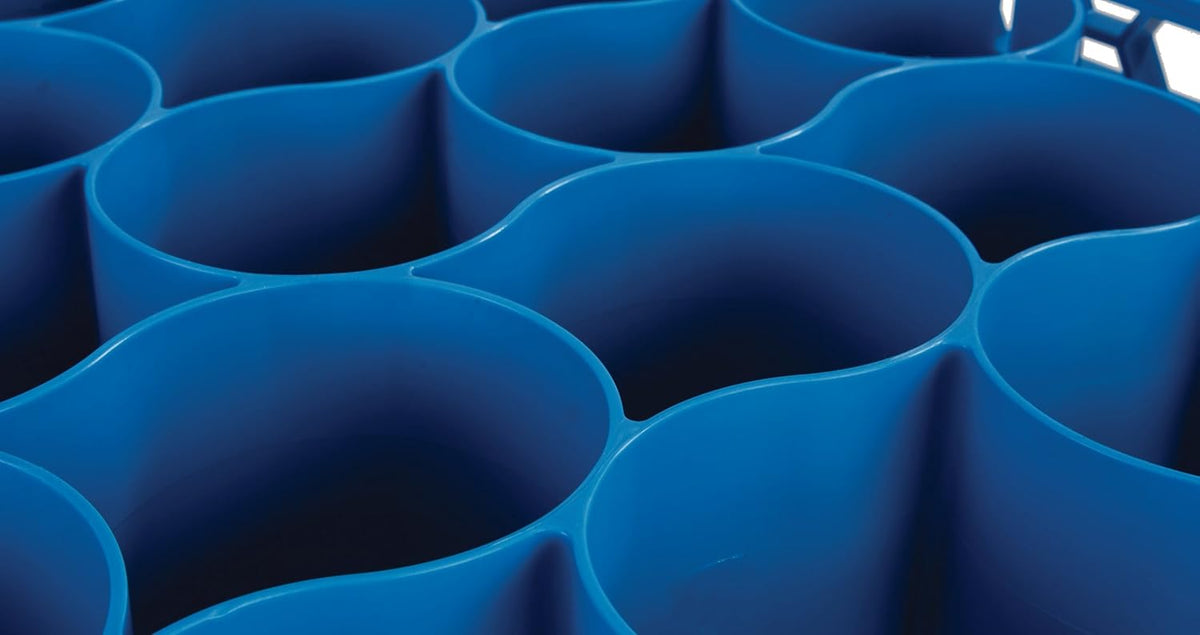 20 Compartment Glass Rack with 1 Extender, Blue (Pack of 4) U868
