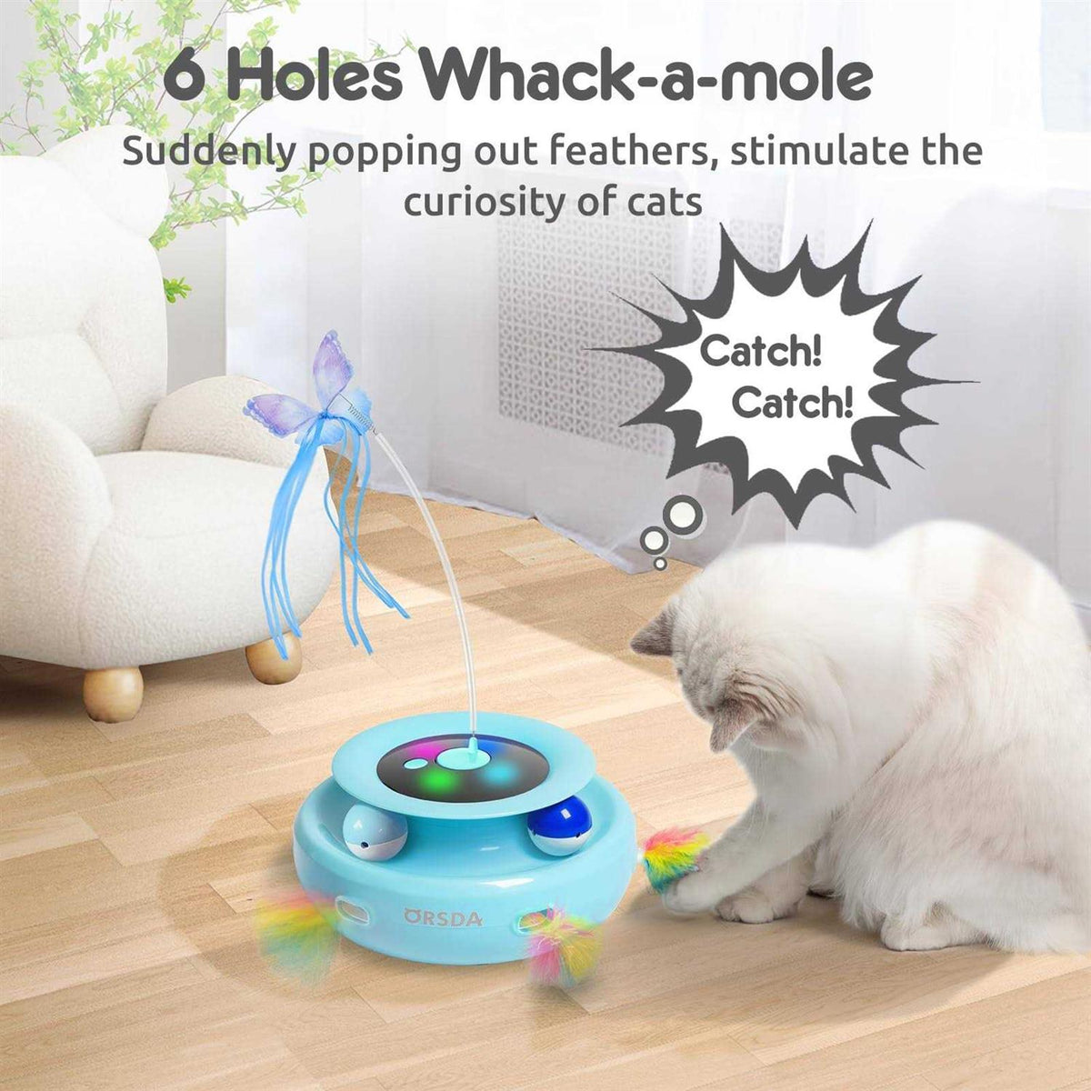 3-in-1 Rechargeable Interactive Cat Toys H477512