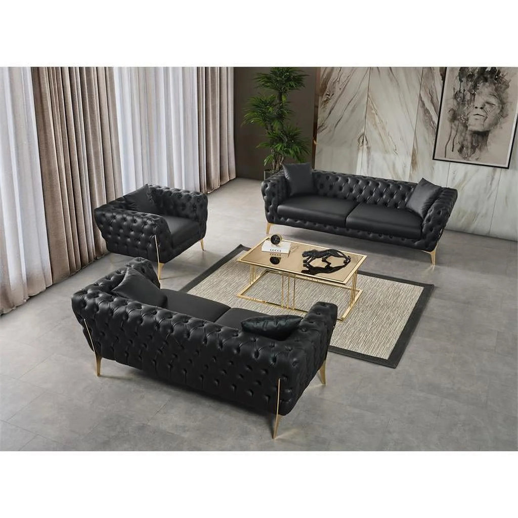 Black Vegan Leather Loveseat J879854