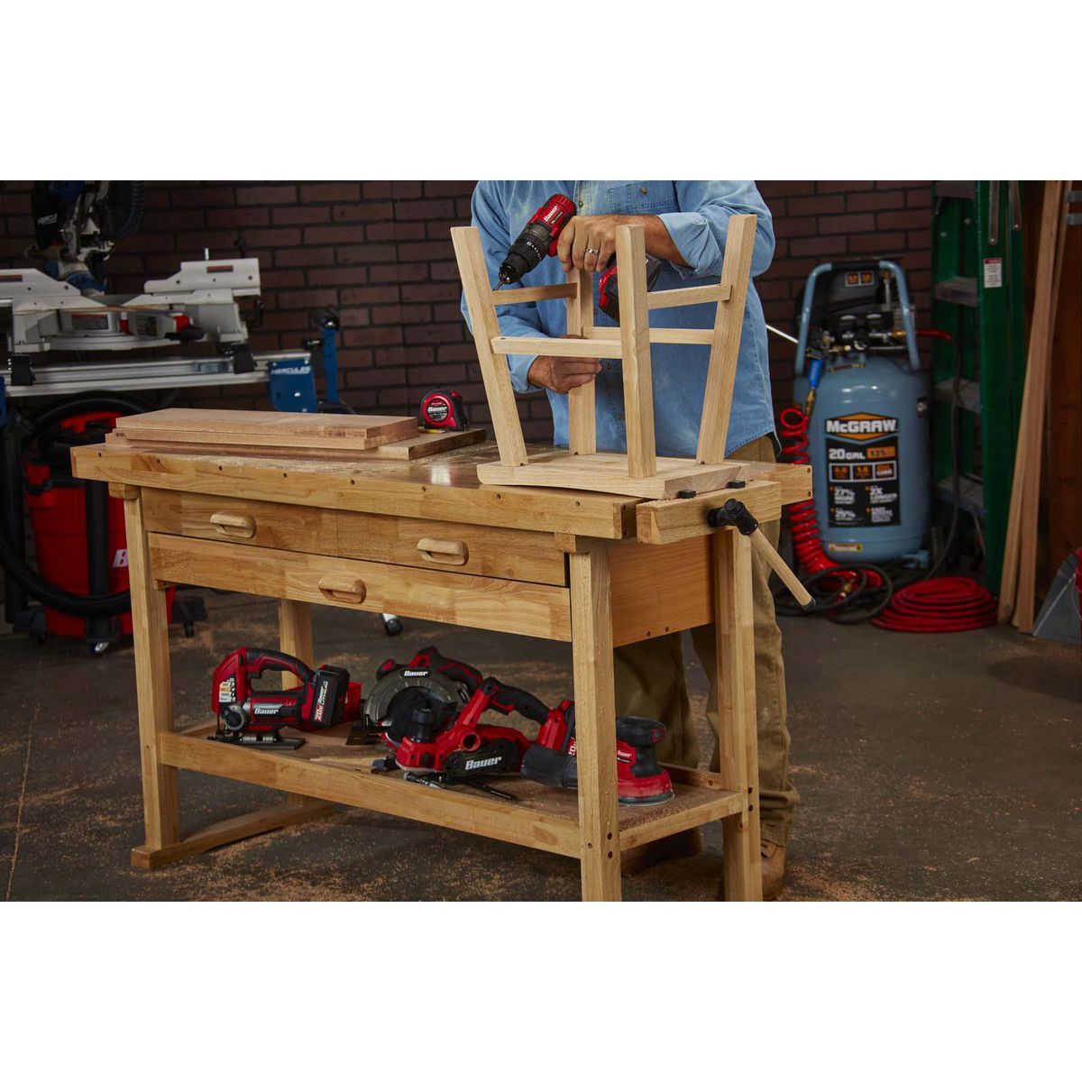 60 in. 3-Drawer Hardwood Workbench Z520