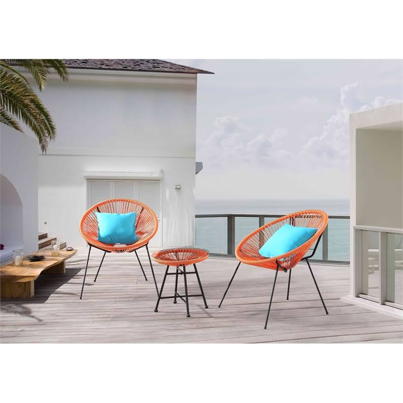 Orange 3 Piece Steel Patio Bistro Set V89120