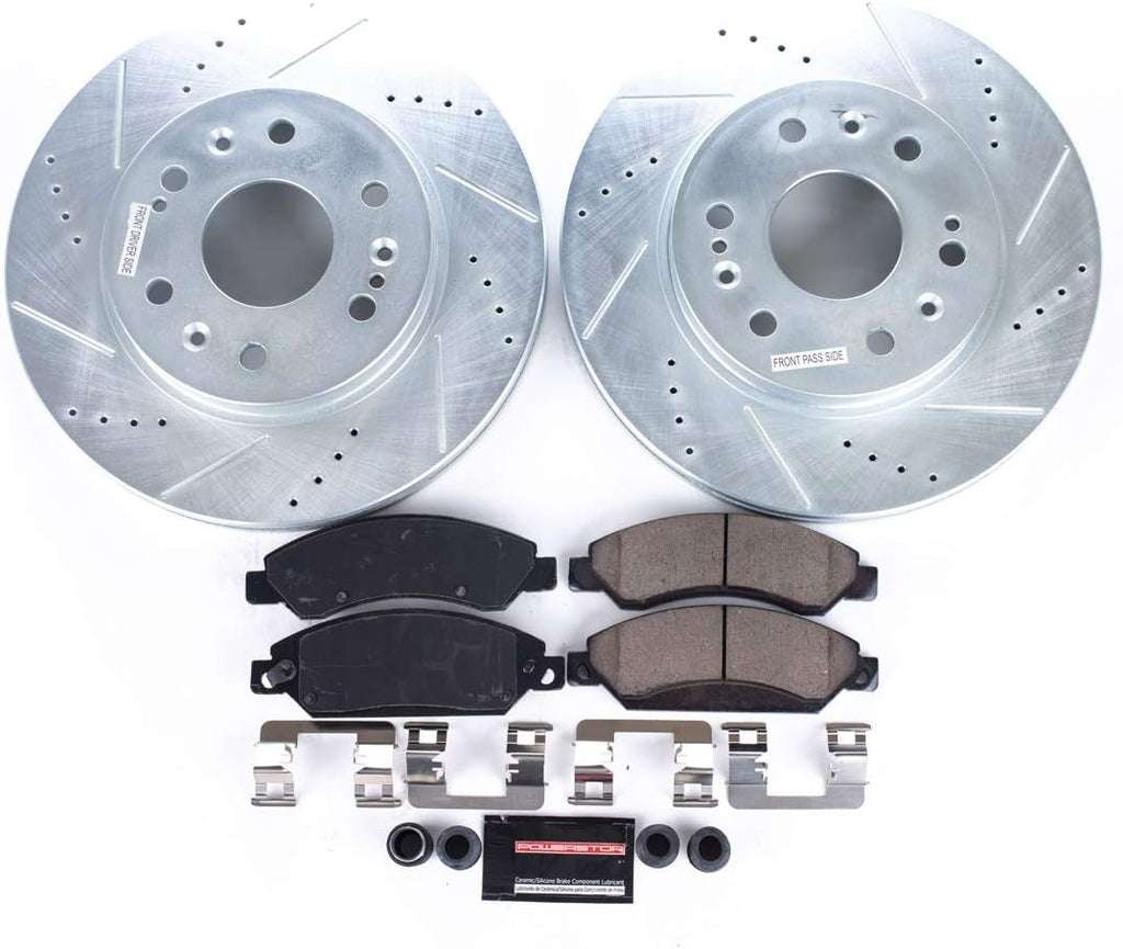 Front Carbon Fiber Brake Pads with Drilled & Slotted Brake Rotors Kit K7122