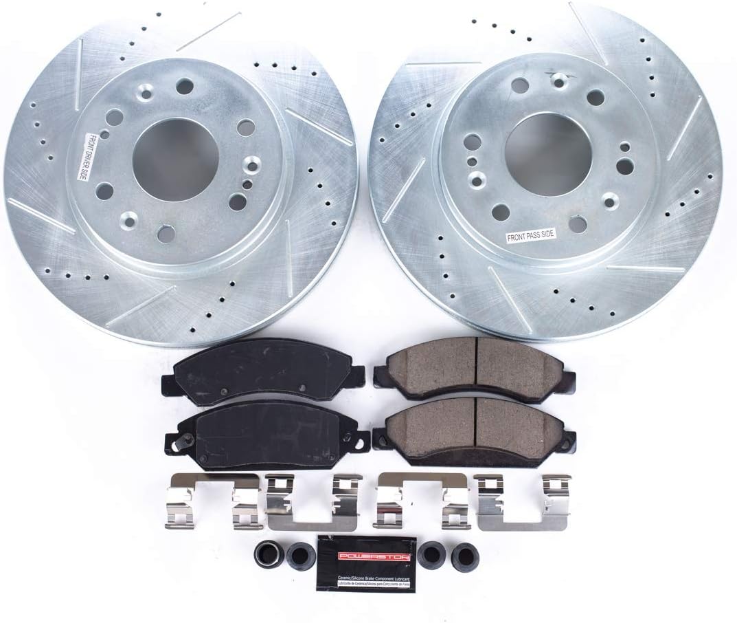 Front Carbon Fiber Brake Pads with Drilled & Slotted Brake Rotors Kit K7122