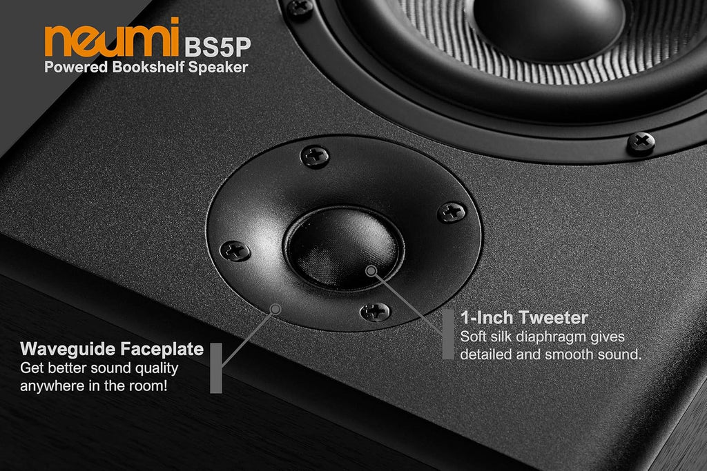 75-Watt Powered Bookshelf Speakers with Bluetooth, Dark Wood, 1 Pair M828