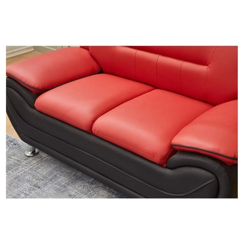 Black Red Faux Leather Loveseat T956690