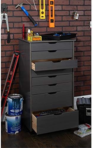 Gray Eight Drawer Wood Rolling Storage Cart Y45749